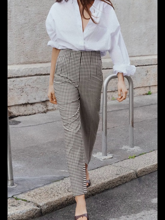 Zara Pants - Zara Black & White Gingham Checkered Print High Waisted Ankle Pants
